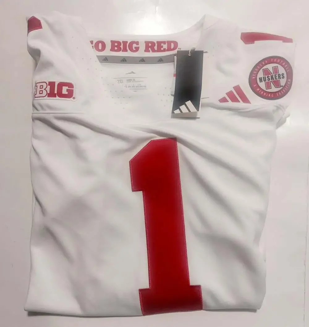adidas Nebraska Cornhuskers Mens 2XL White Premier Away Football Jersey NCAA GBR